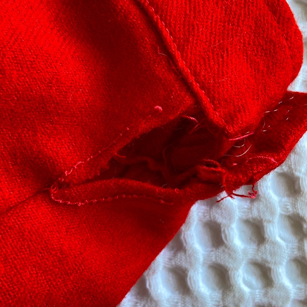 Vintage 1970s Red Wool Button Down Dress Sz 12 - Picture 8 of 11